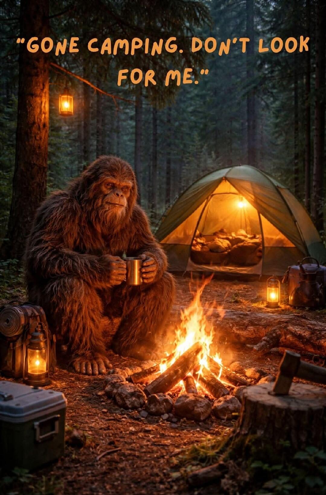 GONE CAMPING. DON'T LOOK FOR ME.