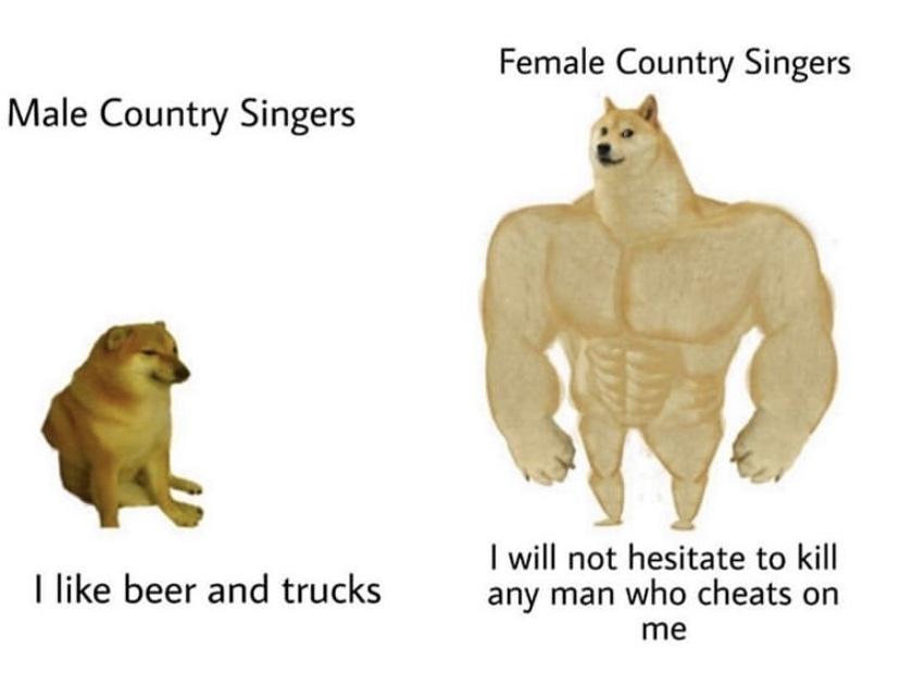 Female Country Singers Male Country Singers I will not hesitate to kill like beer and trucks any man who cheats on me