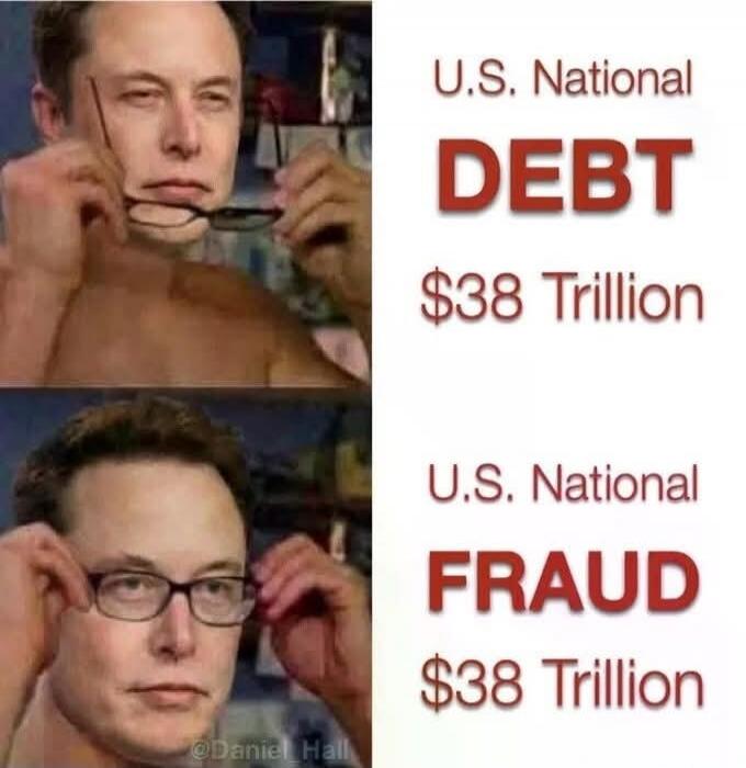 U.S. National DEBT $38 Trillion\nU.S. National FRAUD $38 Trillion