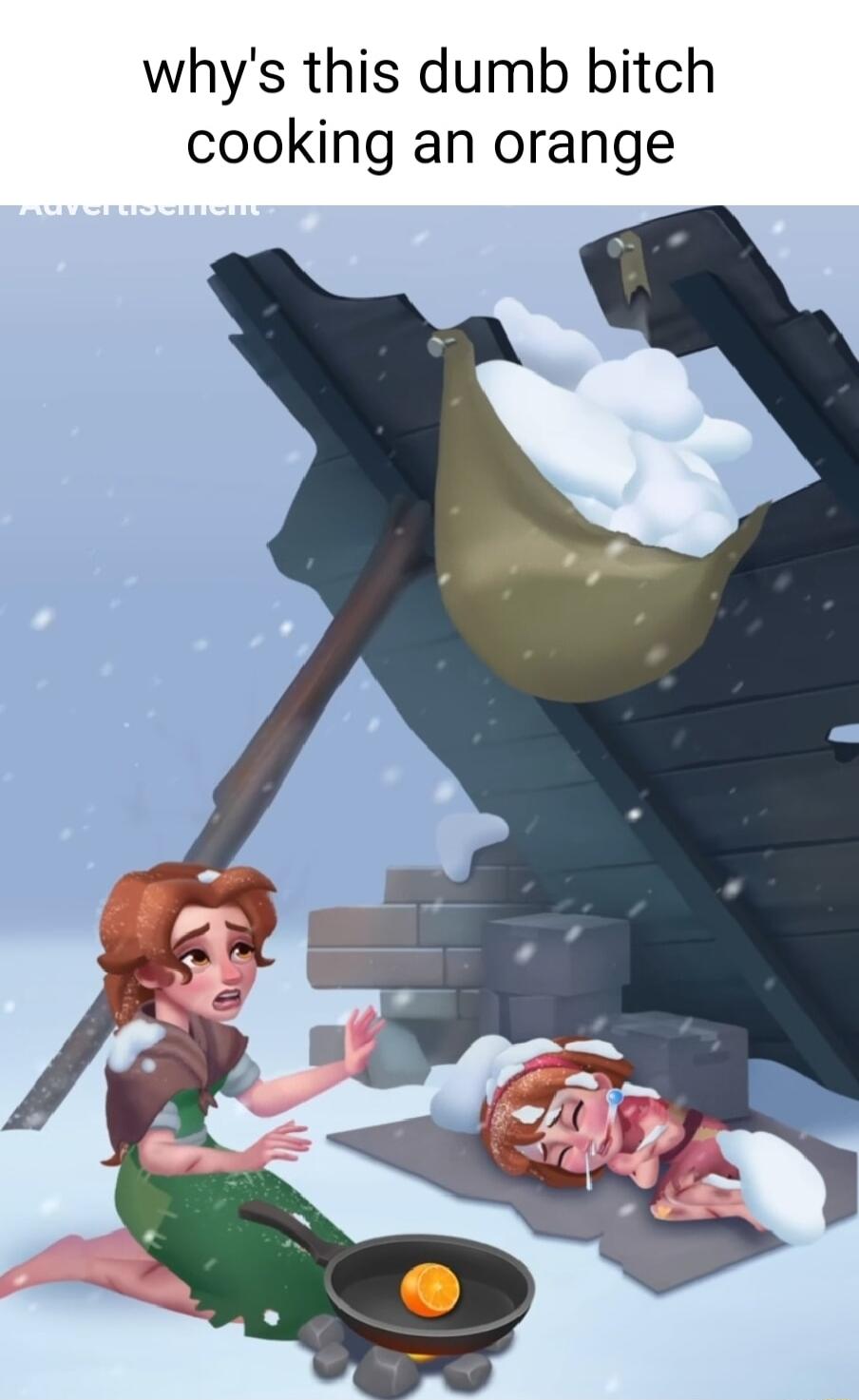 whys this dumb bitch cooking an orange