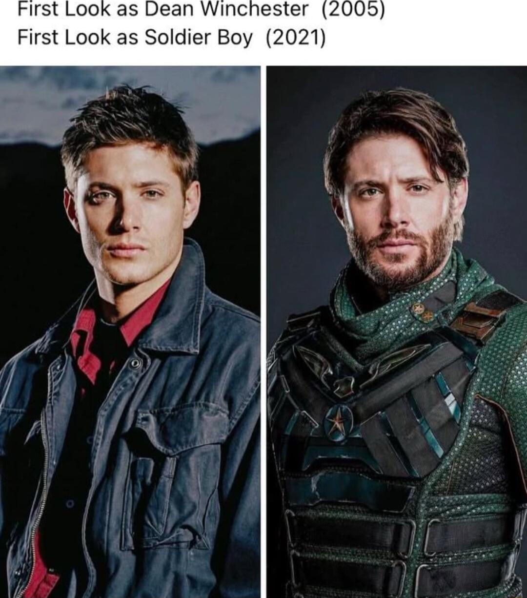 First Look as Dean Winchester 2005 First Look as Soldier Boy 2021