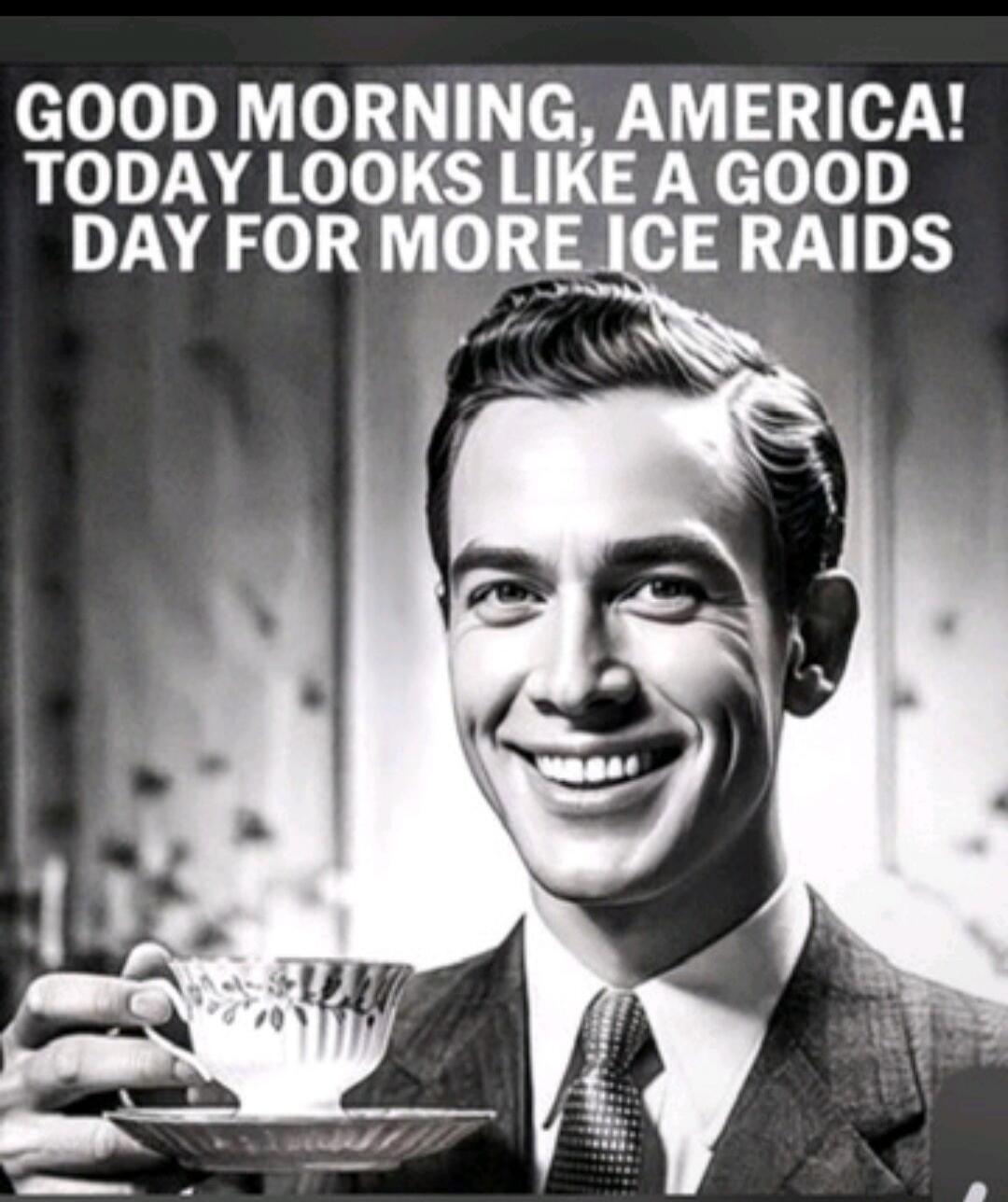 GOOD MORNING, AMERICA! TODAY LOOKS LIKE A GOOD DAY FOR MORE ICE RAIDS