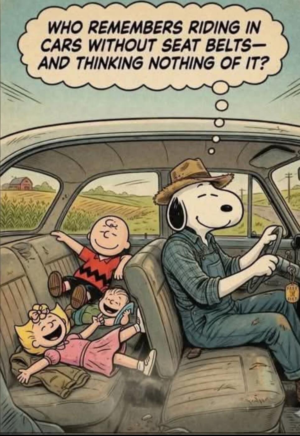 WHO REMEMBERS RIDING IN CARS WITHOUT SEAT BELTS- AND THINKING NOTHING OF IT?