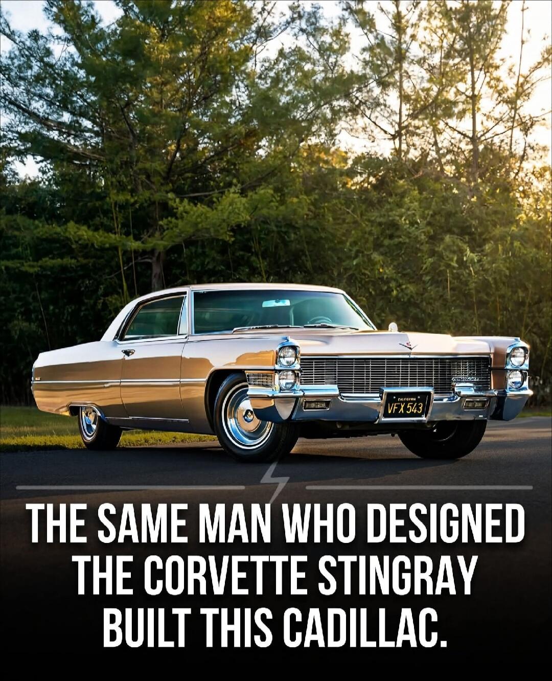 THE SAME MAN WHO DESIGNED THE CORVETTE STINGRAY BUILT THIS CADILLAC.