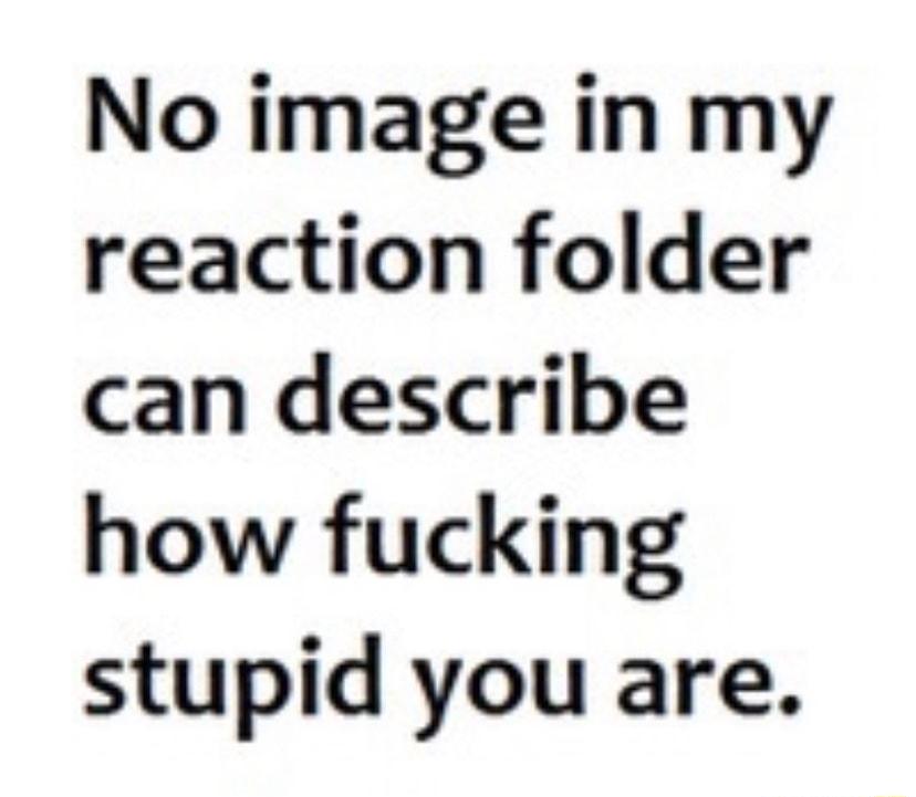 No image in my reaction folder can describe how fucking stupid you are