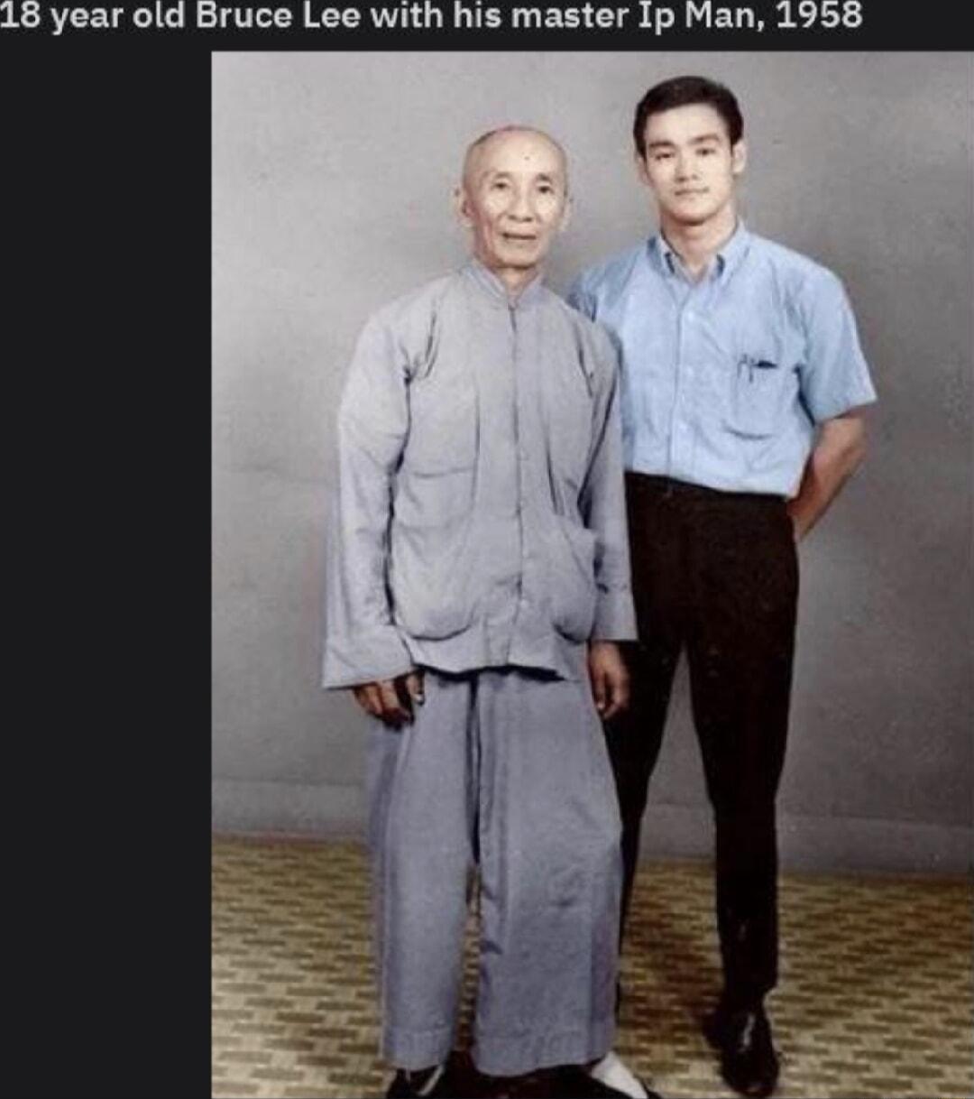 18 year old Bruce Lee with his master Ip Man 1958