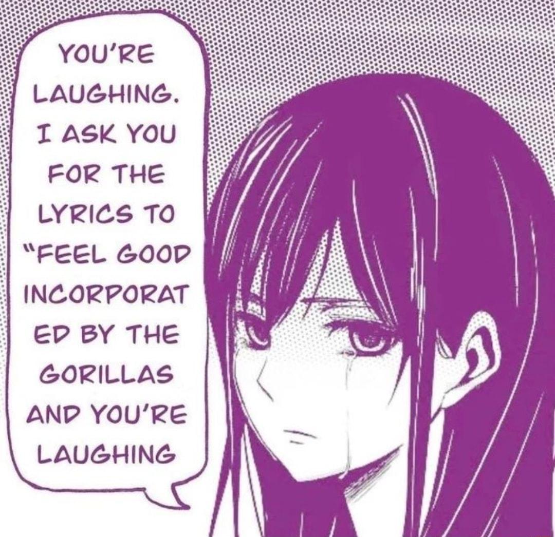 YOUrRe LAUGHING I AsK YoU FOR THE LYRICS TO FEEL GO0P INCORPORAT ED BY THE GORILLAS ANP YOURE LAUGHING