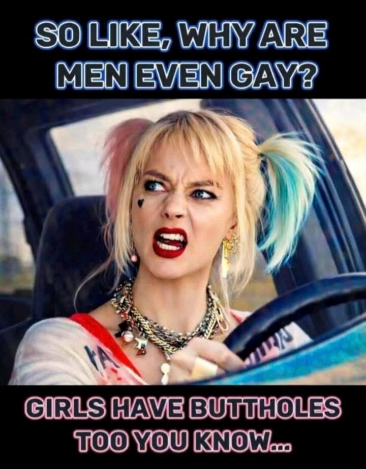 SO LIKE, WHY ARE MEN EVEN GAY? GIRLS HAVE BUTTHOLES TOO YOU KNOW...