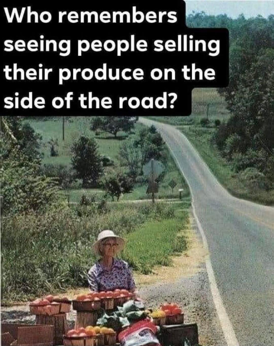 Who remembers seeing people selling their produce on the side of the road?