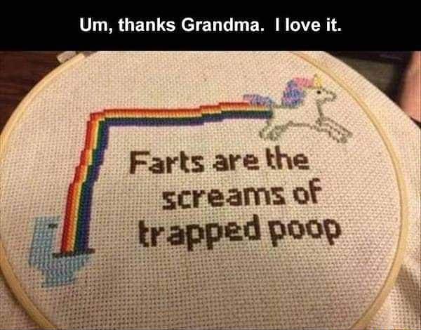 Um thanks Grandma love it Farts arethe screams of trapped poop