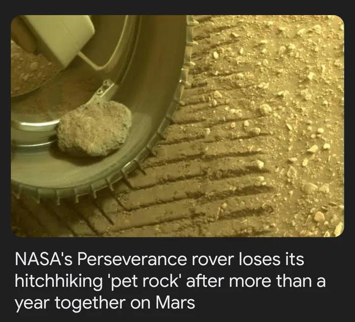 NASAs Perseverance rover loses its hitchhiking pet rock after more than a year together on Mars