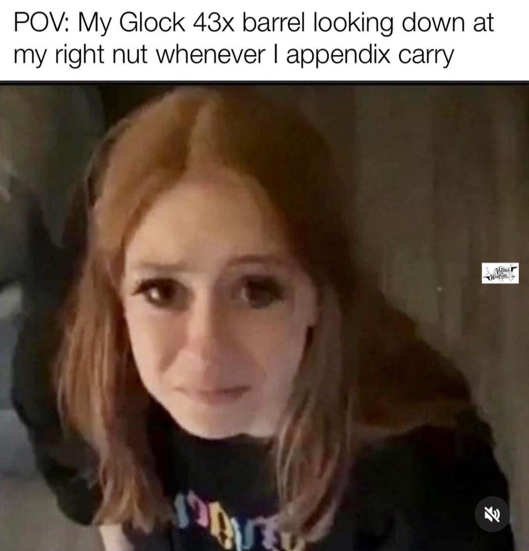 POV My Glock 43x barrel looking down at my right nut whenever appendix carry