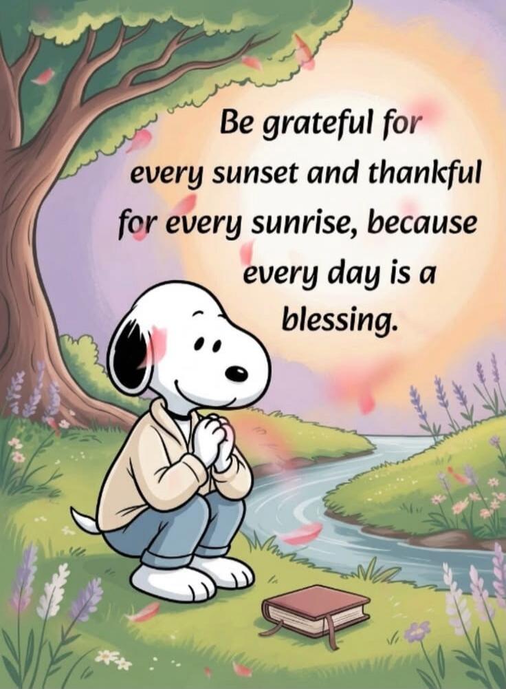 Be grateful for every sunset and thankful for every sunrise, because every day is a blessing.