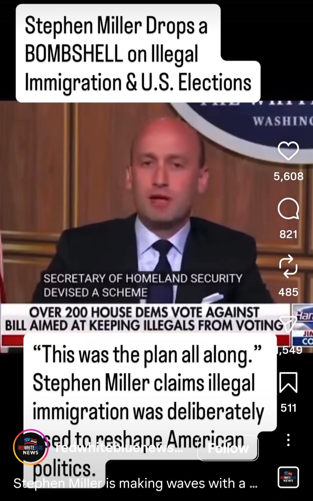 Stephen Miller Drops a BOMBSHELL on Illegal Immigration & U.S. Elections. SECRETARY OF HOMELAND SECURITY DEVISED A SCHEME. OVER 200 HOUSE DEMS VOTE AGAINST BILL AIMED AT KEEPING ILLEGALS FROM VOTING. 'This was the plan all along.' Stephen Miller claims illegal immigration was deliberately used to reshape American politics.
