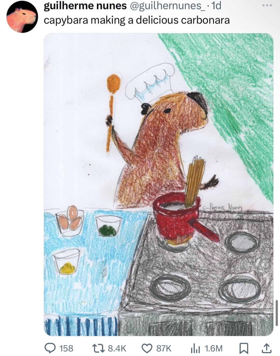 guilherme nunes guilhernunes_ 1d capybara making a delicious carbonara Q18 1184k Q8K item