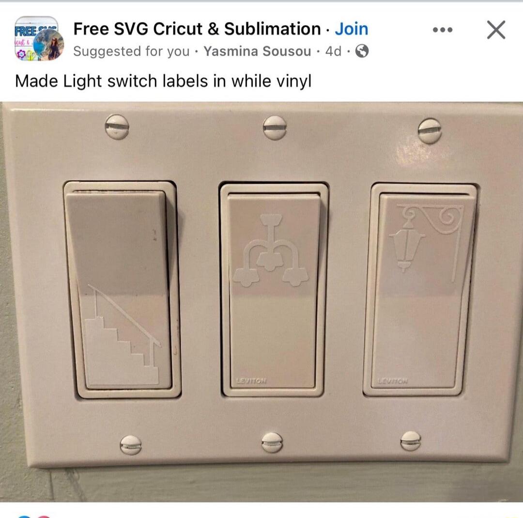 Made Light switch labels in while vinyl