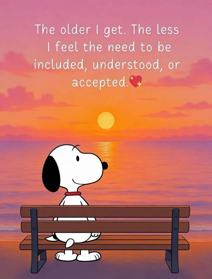 The older I get. The less I feel the need to be included, understood, or accepted. ❤️