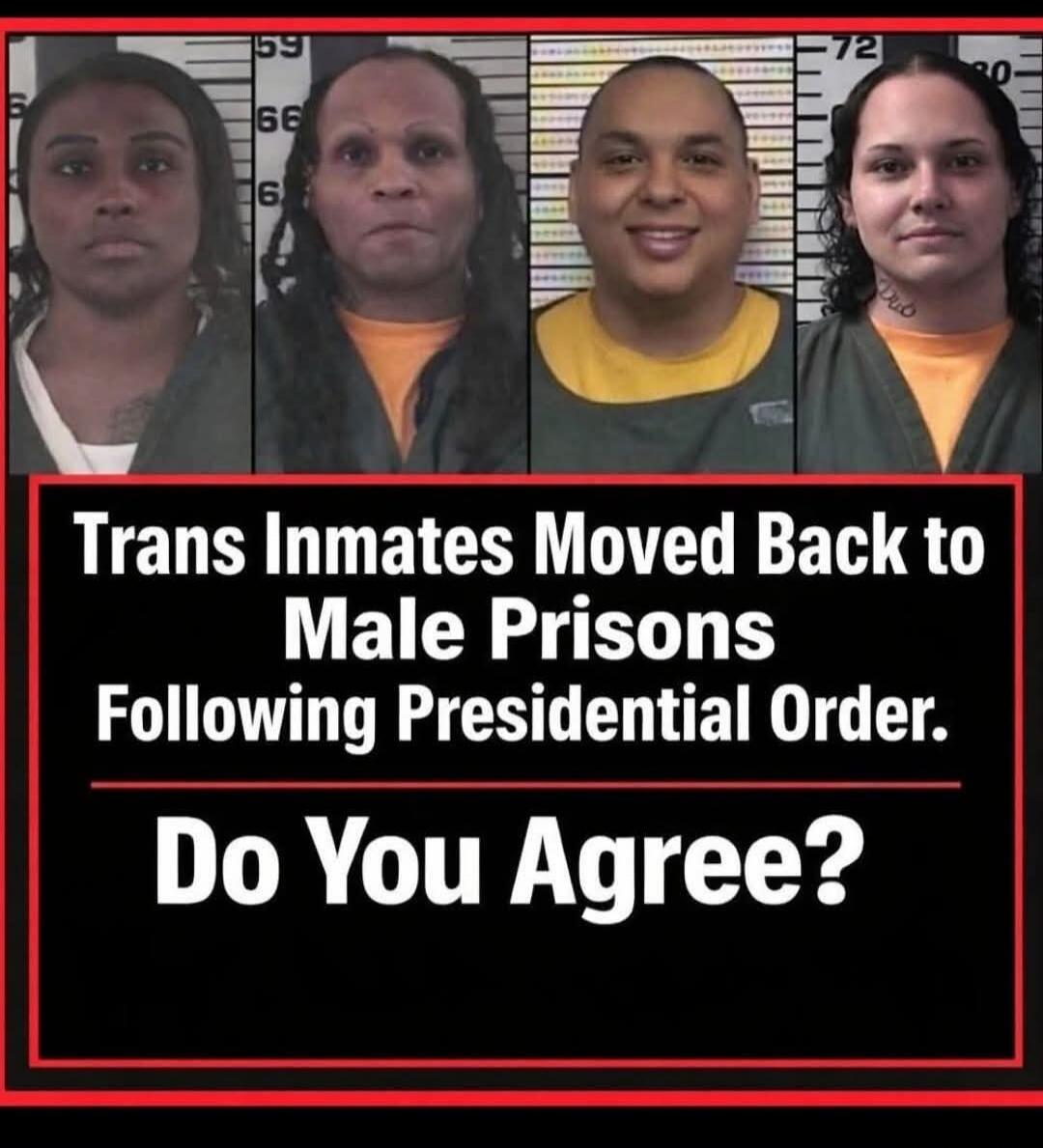 Trans Inmates Moved Back to Male Prisons Following Presidential Order. Do You Agree?
