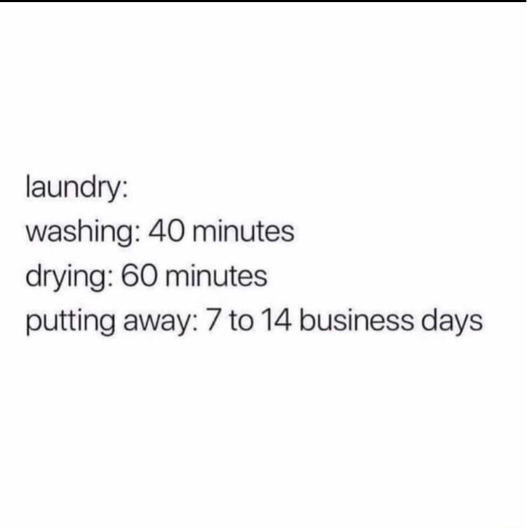 laundry washing 40 minutes drying 60 minutes putting away 7 to 14 business days