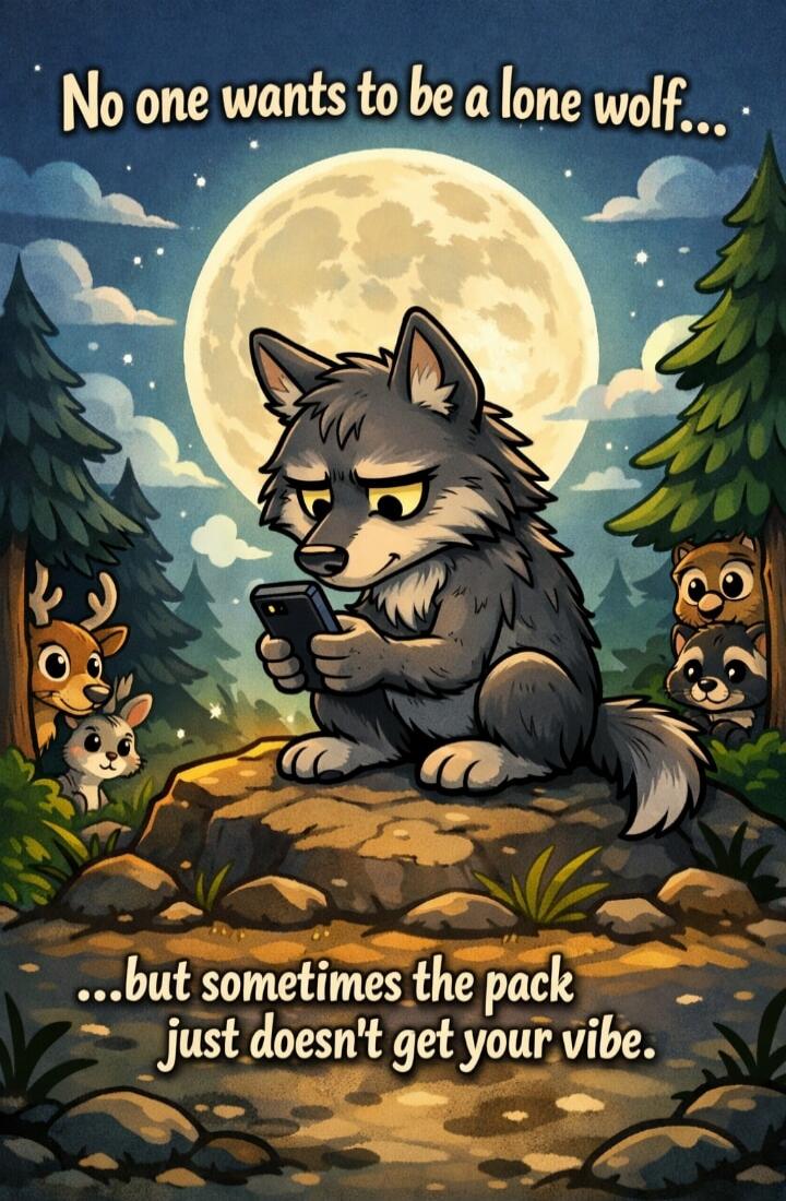 No one wants to be a lone wolf... ...but sometimes the pack just doesn't get your vibe.
