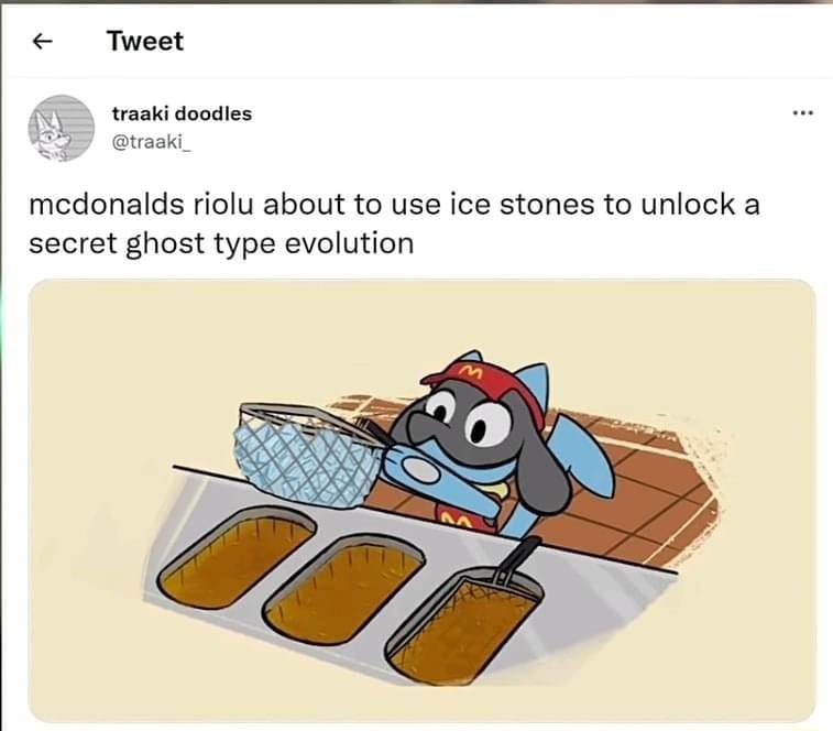 Tweet traaki doodles traaki_ mcdonalds riolu about to use ice stones to unlock a secret ghost type evolution
