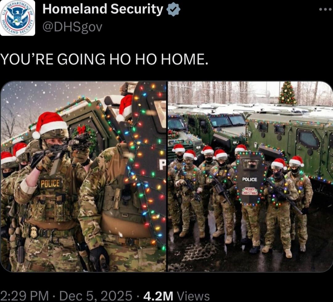 YOU’RE GOING HO HO HOME. (Homeland Security @DHSgov)