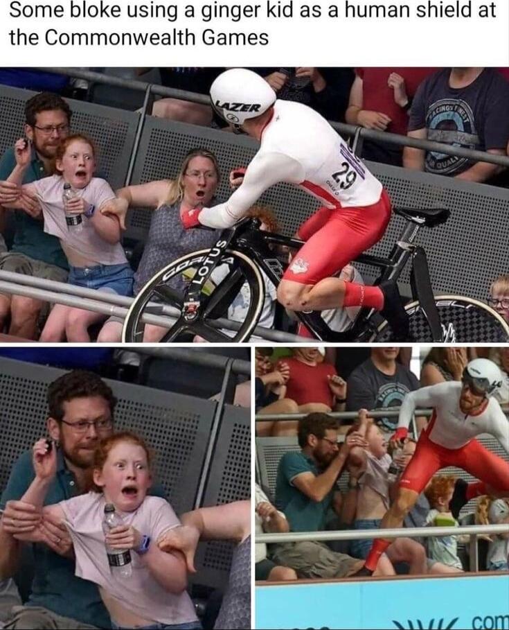 Some bloke using a ginger the Commonwealth Games