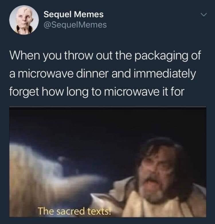 BT R T v GEETVE VI When you throw out the packaging of ENeeNEXelllacg lale Ninglaalcte 11 forget how long to microwave it for