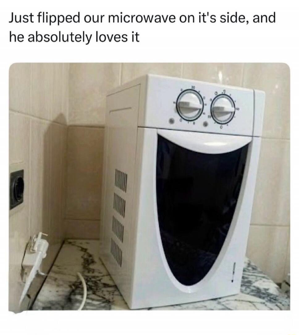 Just flipped our microwave on it's side, and he absolutely loves it
