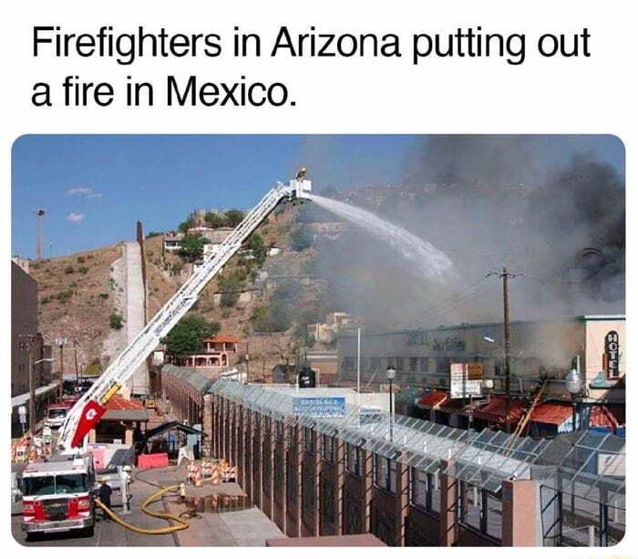 Firefighters in Arizona putting out a fire in Mexico