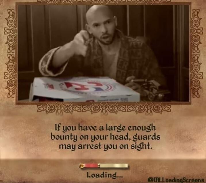 If you have a larde enough bounty on your head duards may arrest you on sight Loading
