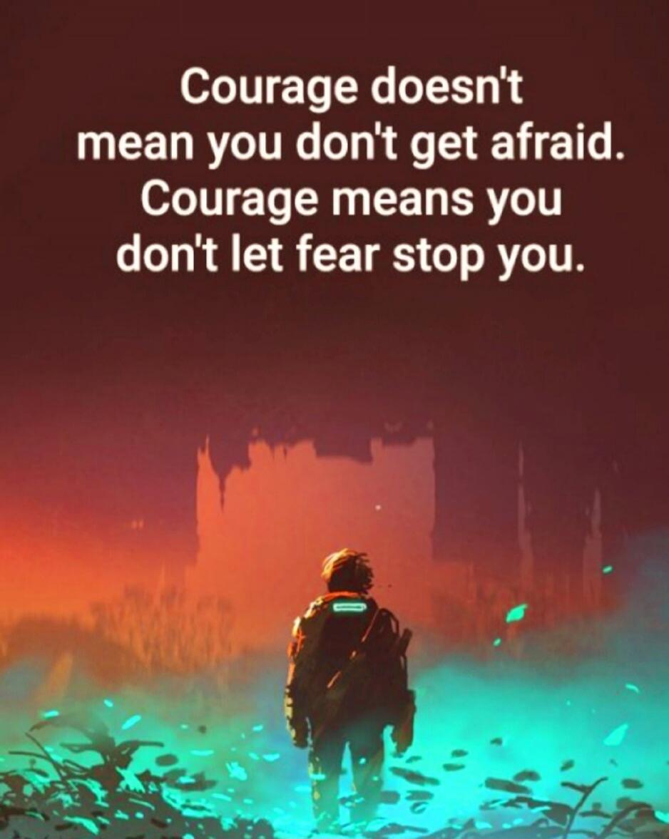 Courage doesn't mean you don't get afraid. Courage means you don't let fear stop you.