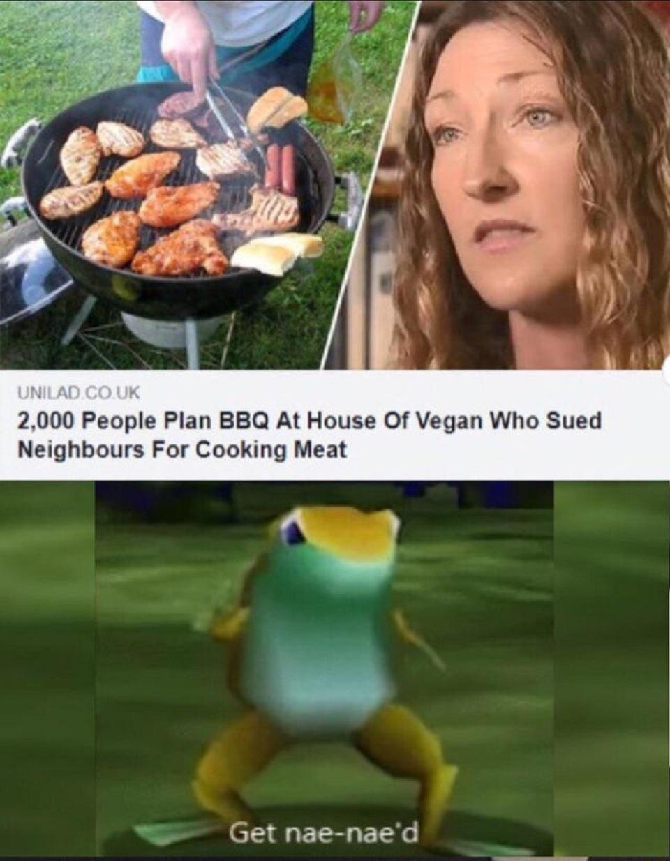 2000 People Plan BBQ At House Of Vegan Who Sued Neighbours For Cooking Meat Get nae naed