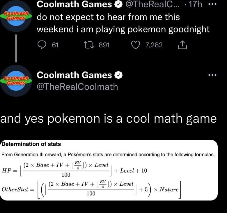 feL LB REETTERY RTINS 17h e do not expect to hear from me this weekend i am playing pokemon goodnight Coolmath Games QGEREETO ELG ats are cotorminad accoring o the folowing formuias Level 10
