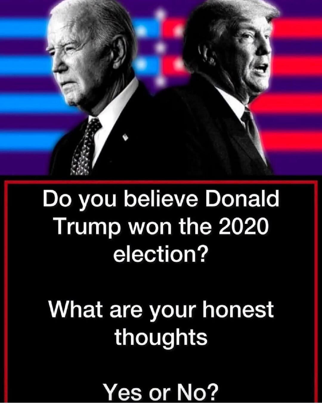 Do you believe Donald Trump won the 2020 election? What are your honest thoughts Yes or No?