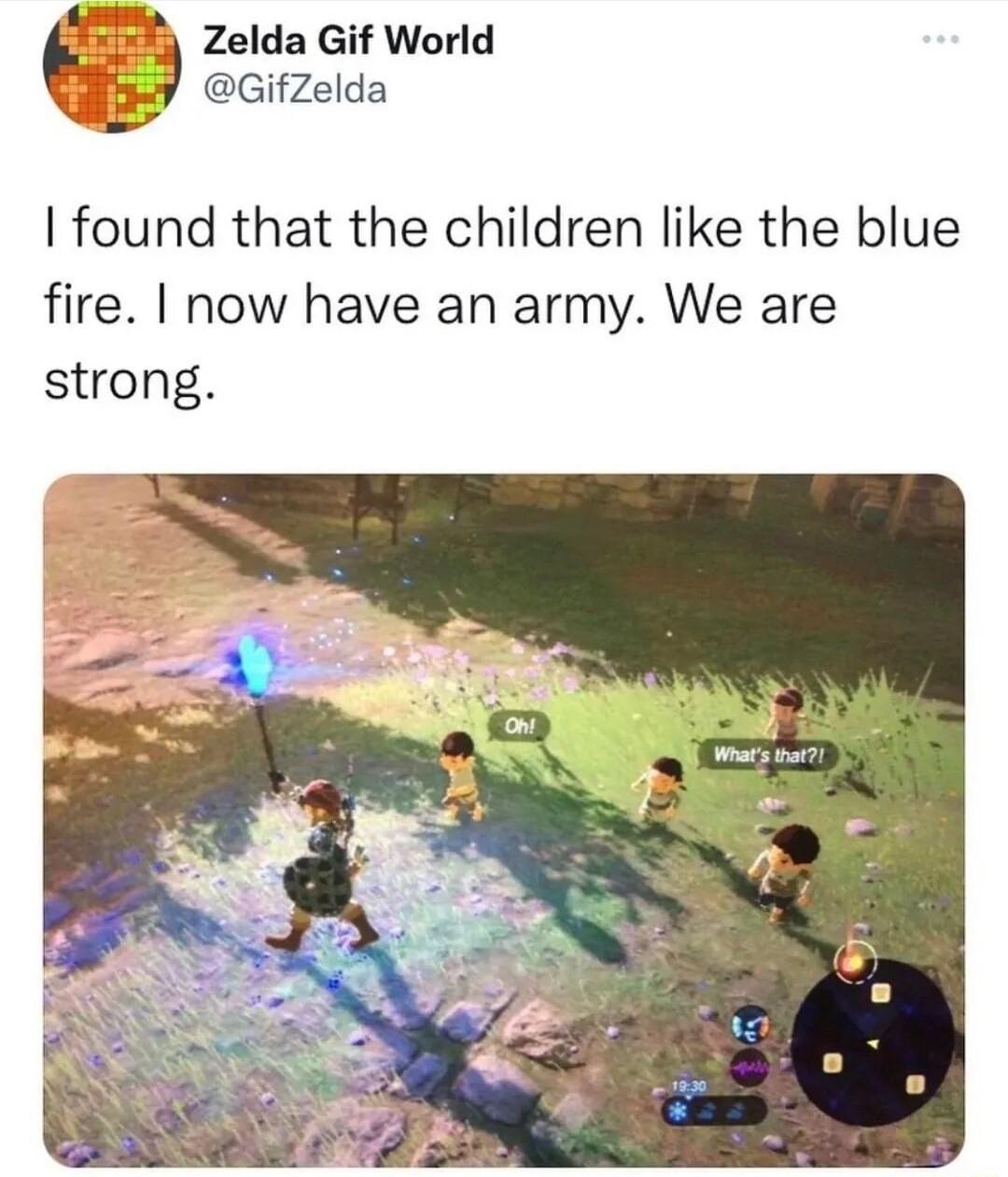 SR Zelda Gif World B QGifZelda A found that the children like the blue fire now have an army We are strong