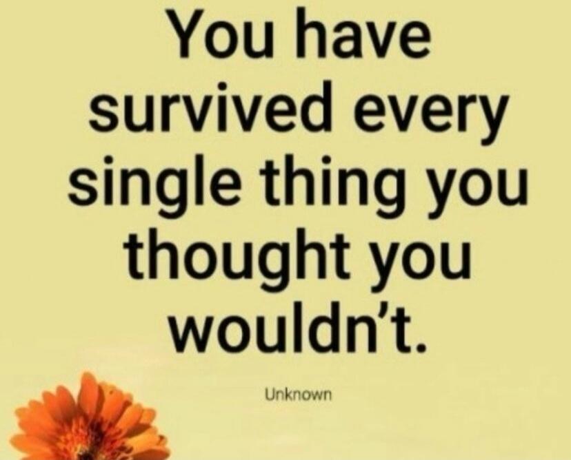 You have survived every single thing you thought you wouldn't. Unknown
