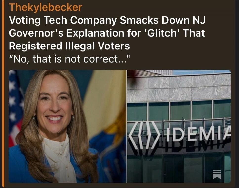 Thekylebecker Voting Tech Company Smacks Down NJ Governor's Explanation for 'Glitch' That Registered Illegal Voters 