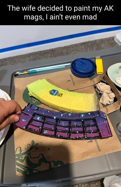 The wife decided to paint my AK mags aint even mad