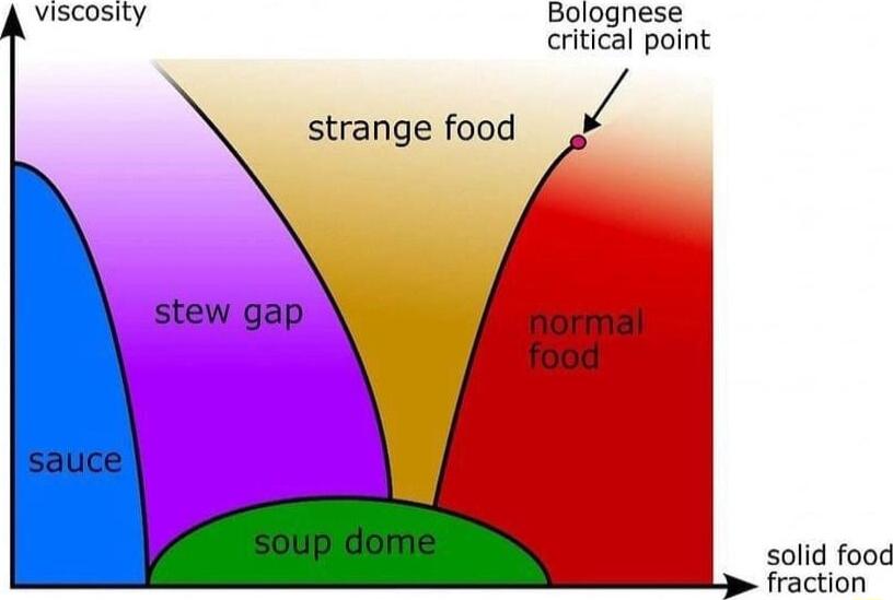 Vviscosity Bolognese critical point L strange food stew gap norma solid food fraction