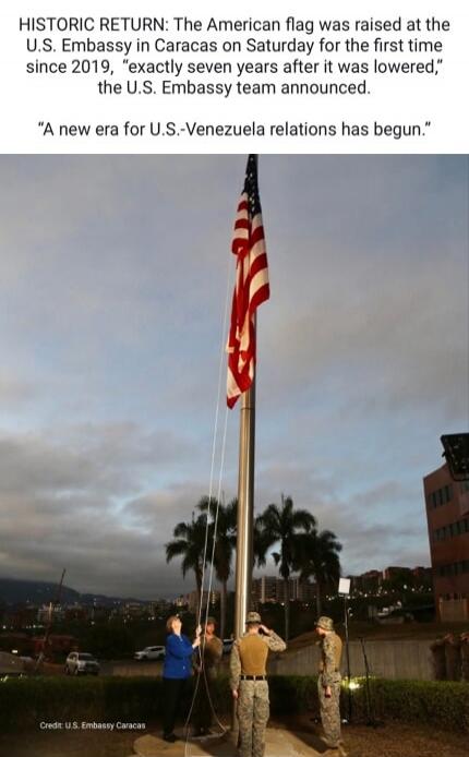 HISTORIC RETURN: The American flag was raised at the U.S. Embassy in Caracas on Saturday for the first time since 2019, 