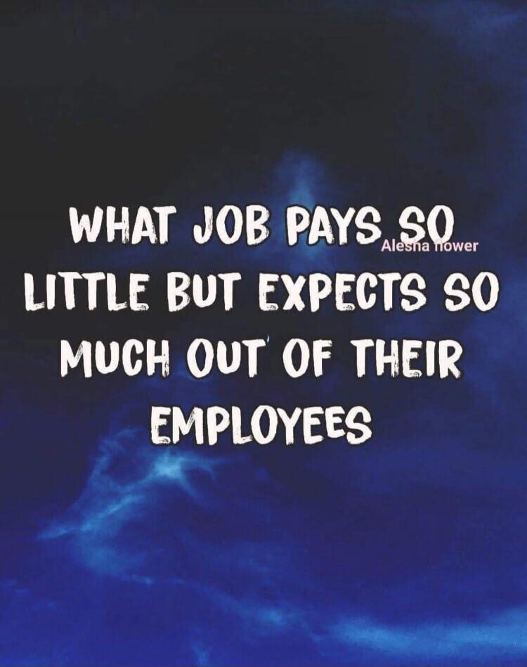 WHAT JOB PAYS SO LITTLE BUT EXPECTS SO MUCH OUT OF THEIR EMPLOYEES Alesha flower