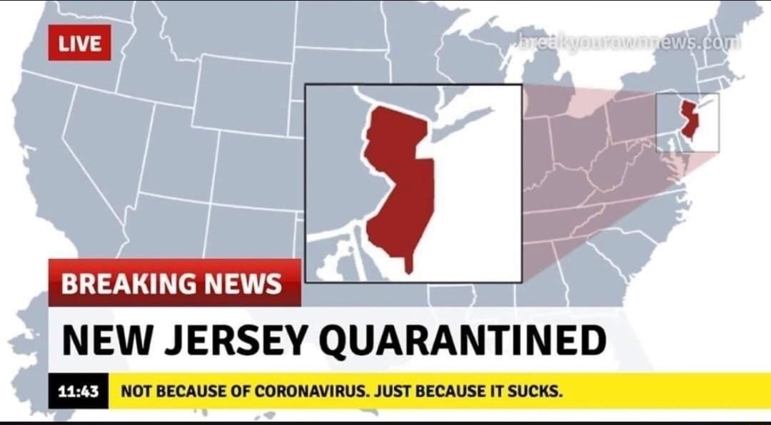 BREAKING NEWS NEW JERSEY QUARANTINED LN NOT BECAUSE