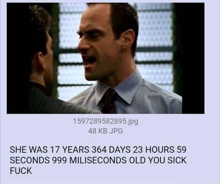 i Anonymous 081420Fri003547 No137856716 SHE WAS 17 YEARS 364 DAYS 23 HOURS 59 SECONDS 999 MILISECONDS OLD YOU SICK FUCK