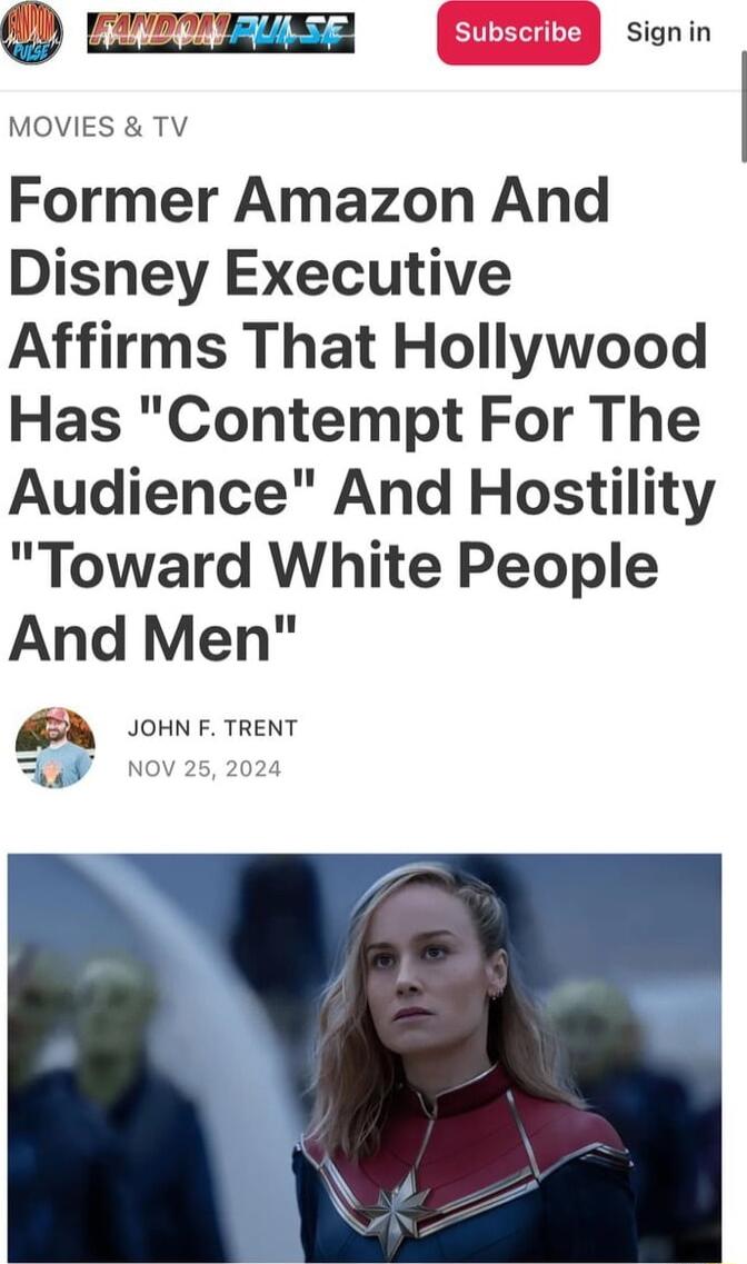 s MOVIES TV Former Amazon And Disney Executive Affirms That Hollywood Has Contempt For The Audience And Hostility Toward White People And Men M5y sornFTRENT Y Nov 25202