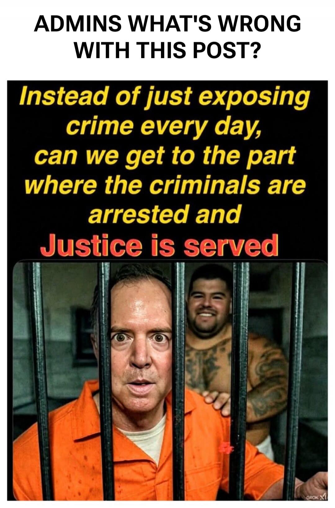 ADMINS WHAT'S WRONG WITH THIS POST? Instead of just exposing crime every day, can we get to the part where the criminals are arrested and Justice is served