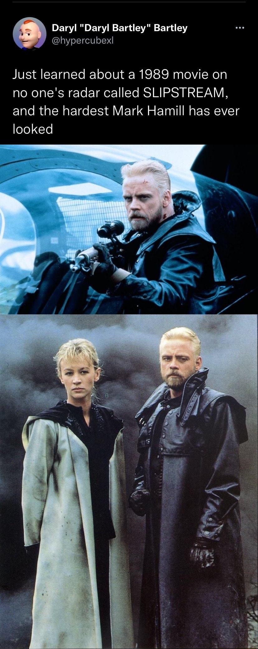 DEGVRETSN ETS CAN ET 5 hypercubex Just learned about a 1989 movie on no ones radar called SLIPSTREAM and the hardest Mark Hamill has ever looked