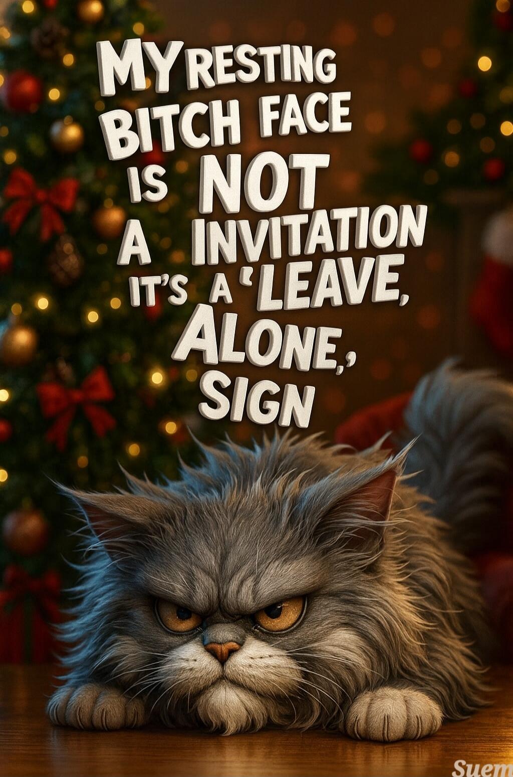 MY RESTING BITCH FACE IS NOT A INVITATION IT'S A 'LEAVE, ALONE,' SIGN