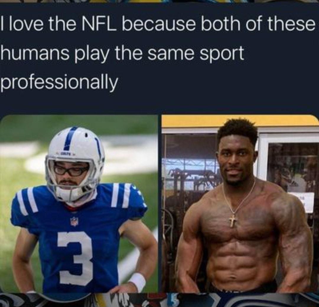 love the NFL because both of these humans play the same sport ol S elgF11Y