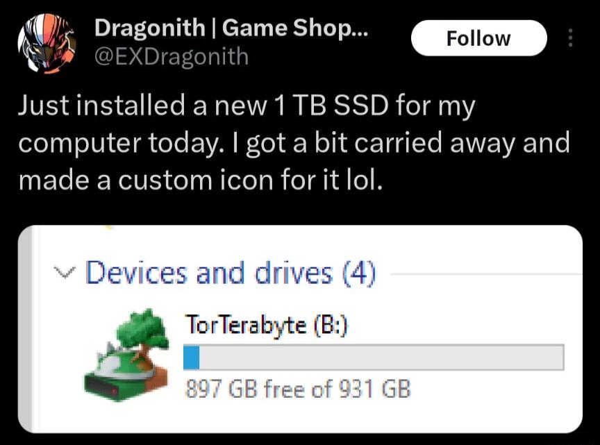 04 DragnnithGameShop W Justinstalled a new 1 TB SSD for my T oIV T T VAL 1 N o T A o T Te WV IV Ta e UEEERTR CI LR eIgd o